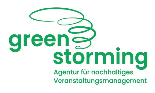 Logo Greenstorming mit dem Untertitel "Agentur für nachhaltiges Veranstaltungsmanagement", Mitglied von BAUM, dem Verein für nachhaltiges Wirtschaften